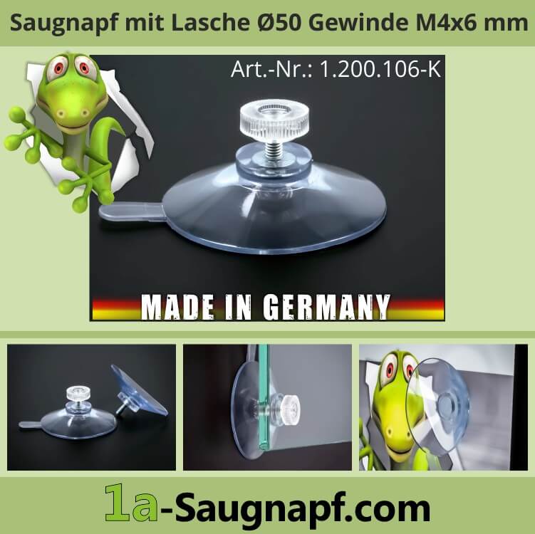 ab 0,56 € Saugnäpfe mit Abziehlasche 50 mm Gewinde M4x6 mm Mutter