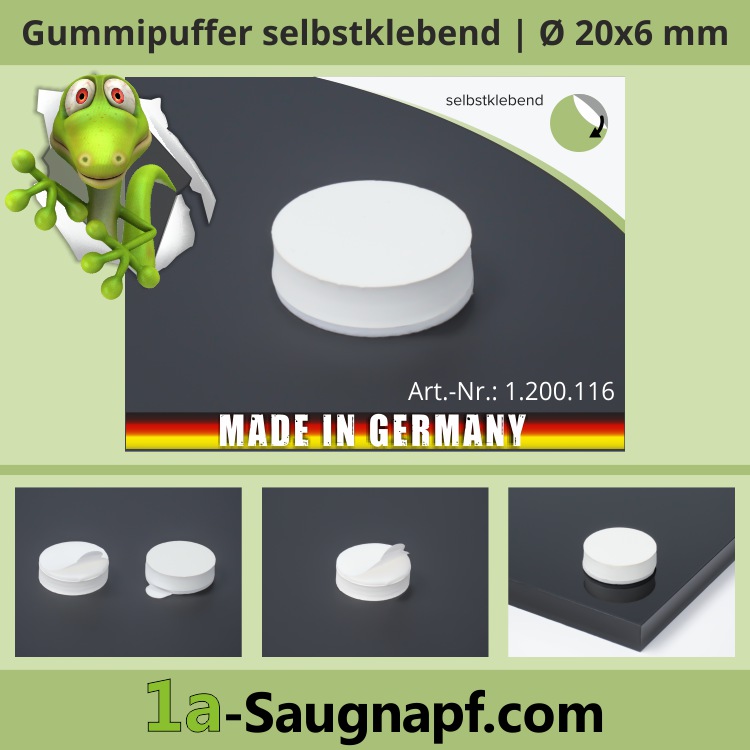 Lieferumfang: Gummi-Puffer Ø20x6mm selbstklebend Anschlagpuffer | weiss