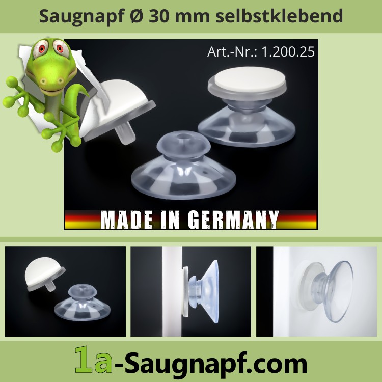 Made in Germany DIYexpert® 8 x Saugnapf Ø 40 mm mit Klebeplatte Sauger mit Haftfläche selbstklebend 