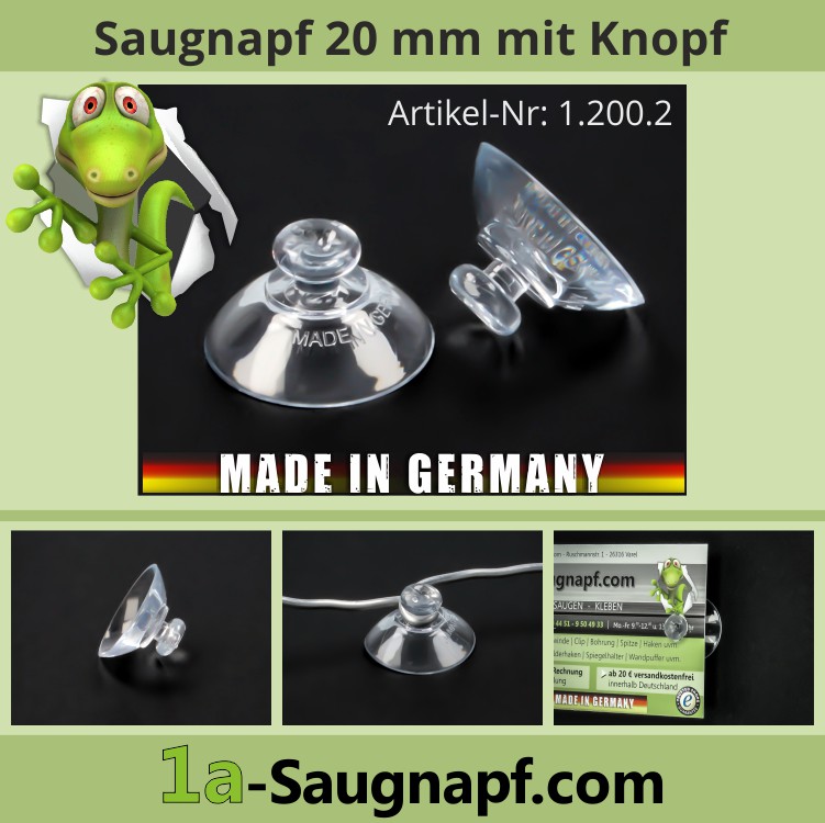 12St Kunststoff Saugnapf 20mm Durchmesser mit Knopf Haftsauger Saugnäpfe 