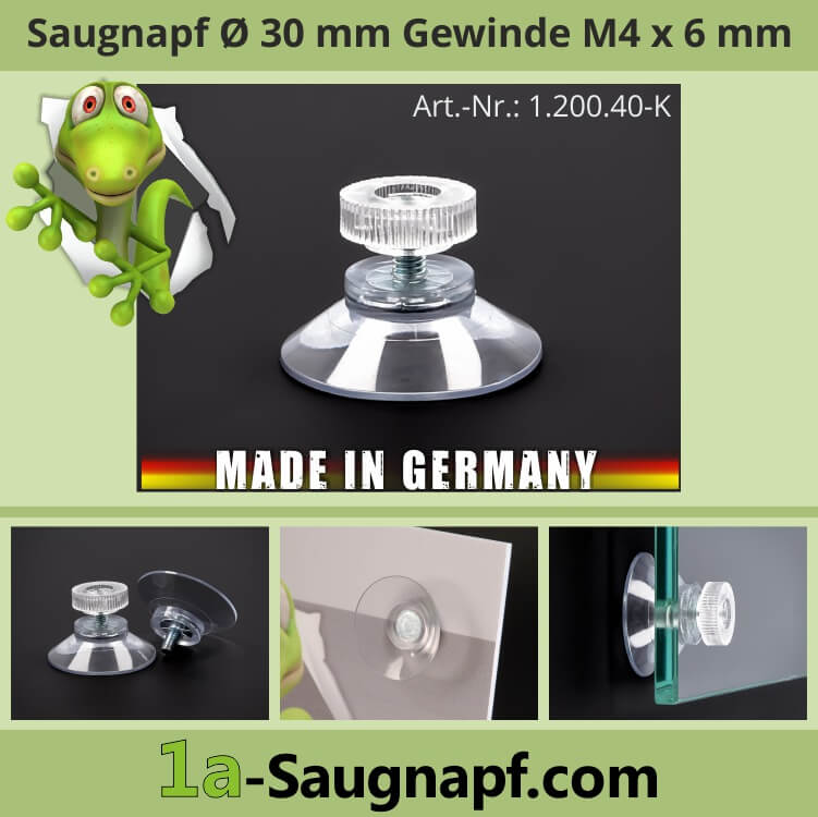 ab 0,47 € Saugnäpfe+Gewinde M4 Saugnapf für Schilder, Saugnäpfe 40mm mit  Gewinde M4x10mm+Mutter klar, Saugnapf für Schilder - , alles für die Schilderbefestigung, Glashalter, Abstandhalter, Saugnäpfe