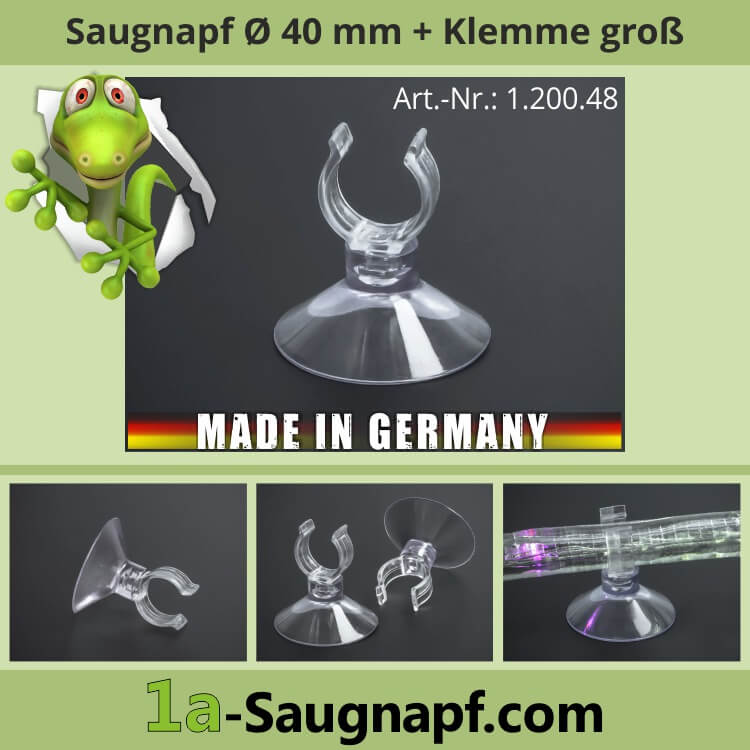 ab 0,30 € Saugnäpfe 40 mm mit Klemme für Aquarien, Lichterketten, Schläuche, Saugnapf, Saugnäpfe 40 mm Klemme Aquarien, Lichterketten, Schläuche, Saugnapf - , alles für die  Schilderbefestigung, Glashalter