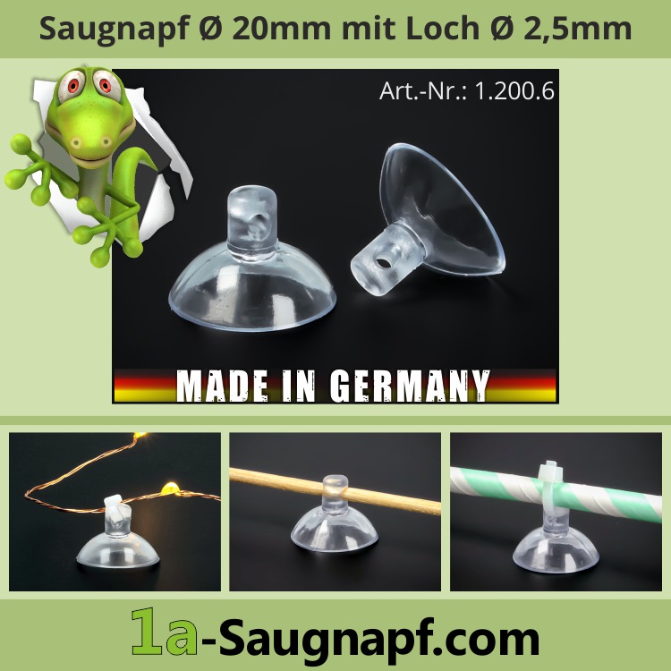 5x Saugnapf transparent 25 mm mit Öffnung 6mm Luftschlauch Sauger Lichterketten