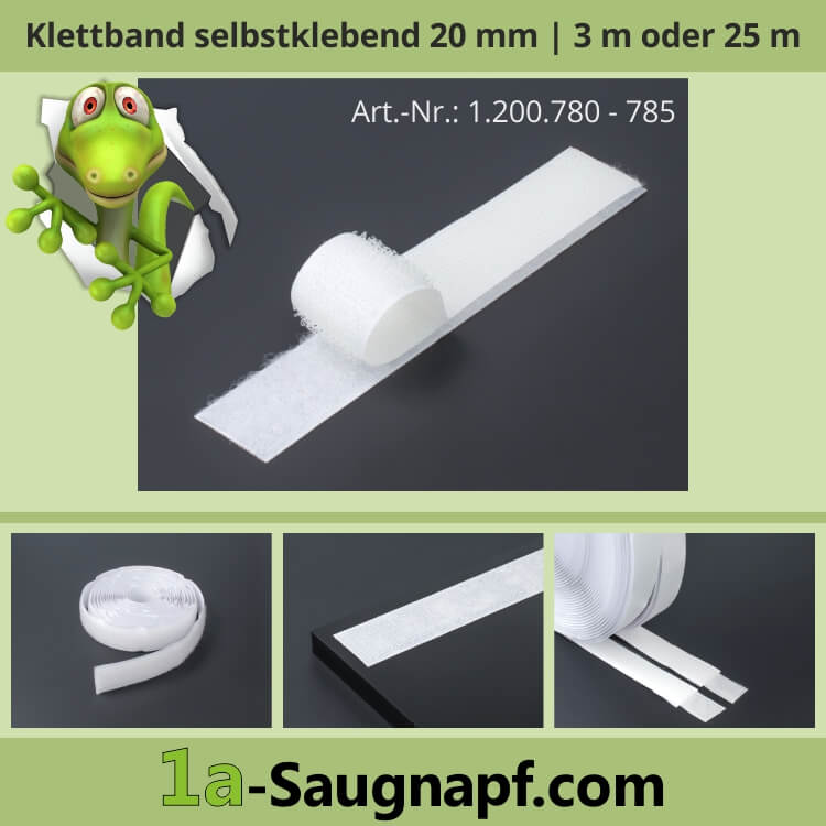 Lieferumfang: Klettband Klettverschluss 20mm für Metall Plexiglas Kunststoff Pappe | Hook & Loop