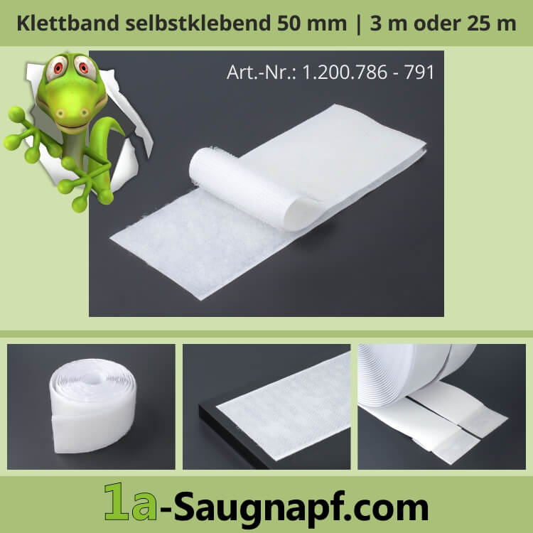 Lieferumfang: Klettband Klettverschluss 50mm für Metall Plexiglas Kunststoff Pappe | Hook & Loop