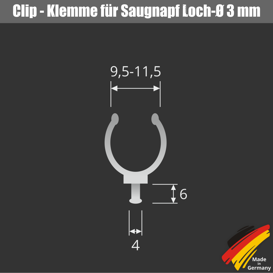 Saugnapf Clip Klemme für Lichterketten oder Rohre klein KB: 9,5-11,5mm