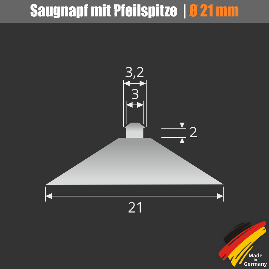 ab 0,09 € Saugnäpfe 21 mm mit Pfeilspitze für Glasscheiben