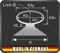 Saugnäpfe 30 mm mit elliptische Schlaufe